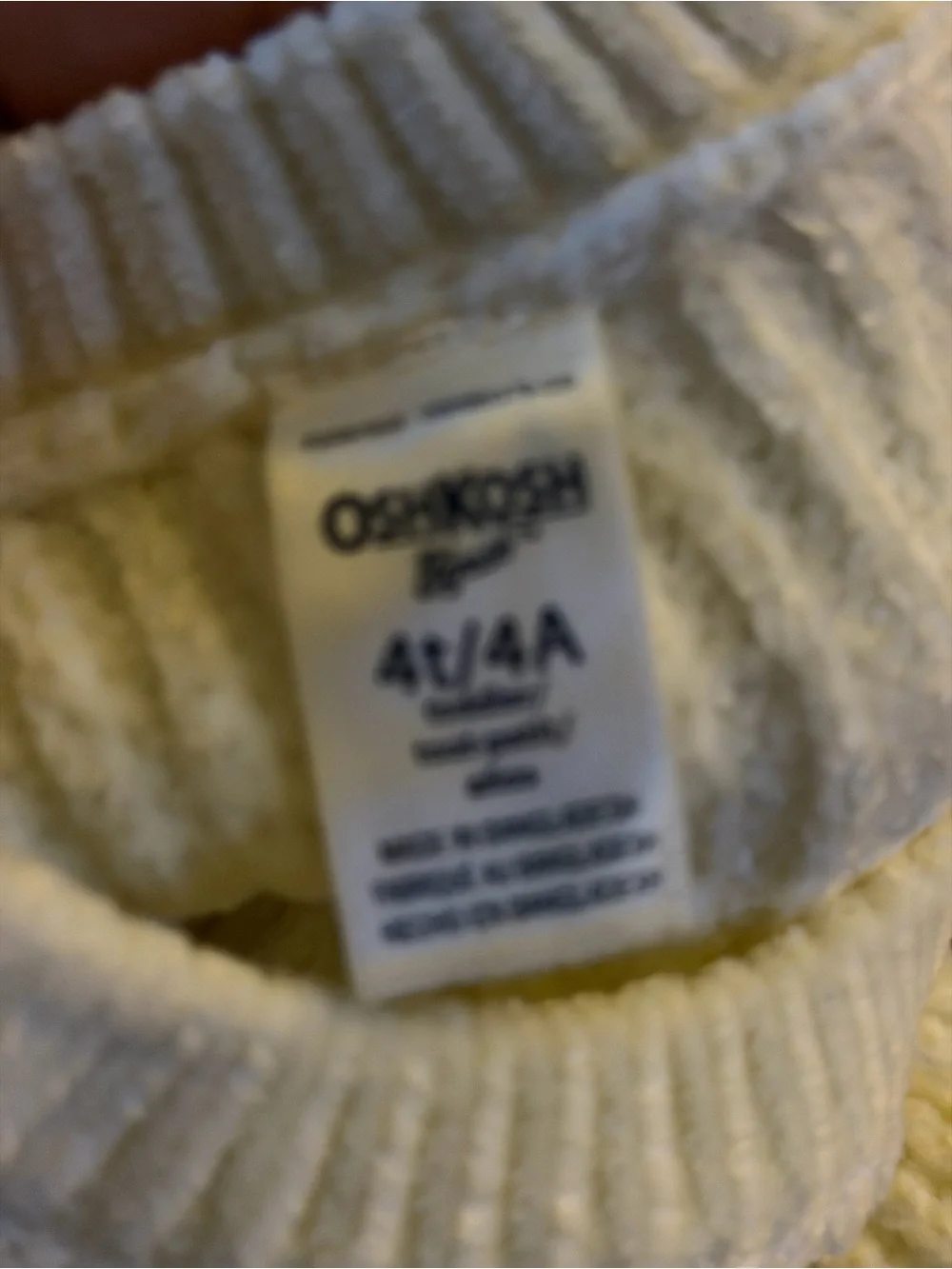 OshKosh B'gosh Cream Ribbed Crewneck Sweater with Shoulder Buttons
